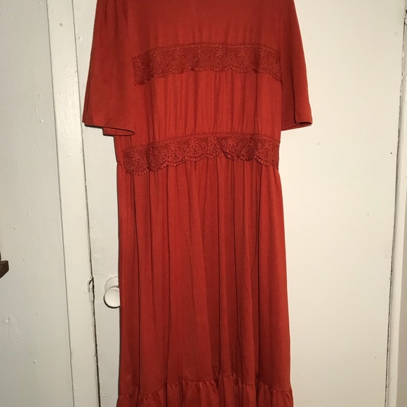 Orange Maxi Ruffle Dress- like new - Picture 9 of 10